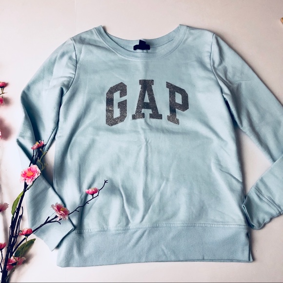 GAP Tops - EUC GAP fleece sweatshirt glitter baby blue